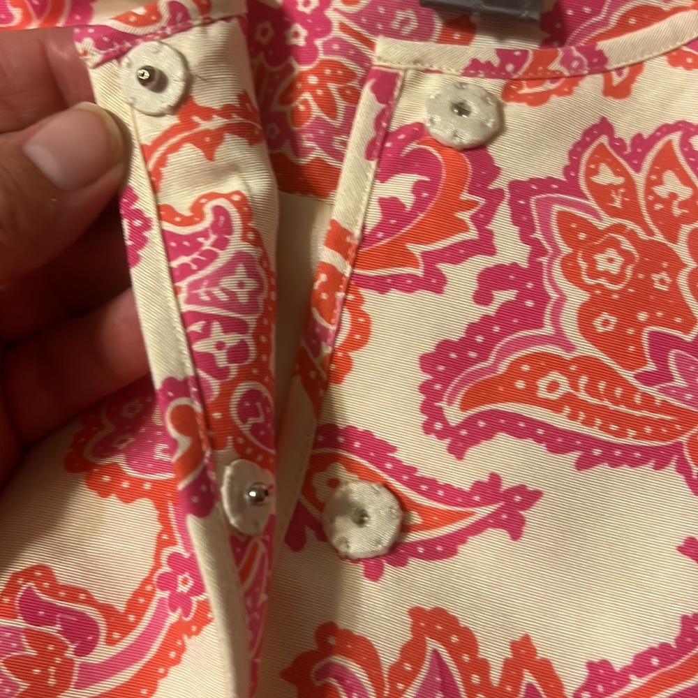 Sigrid Olsen cream w/pink and orange paisley and floral jacket - Picture 9 of 11